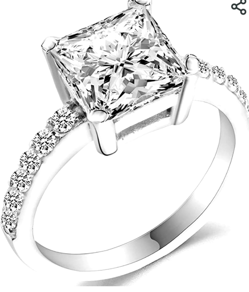 SALE! Sterling Silver Princess Cut CZ 3.5 Carat Ring - Picture 3 of 5